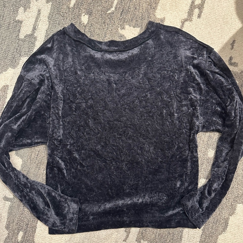We The Free Charcoal/plum Velvet Long Sleeve Top